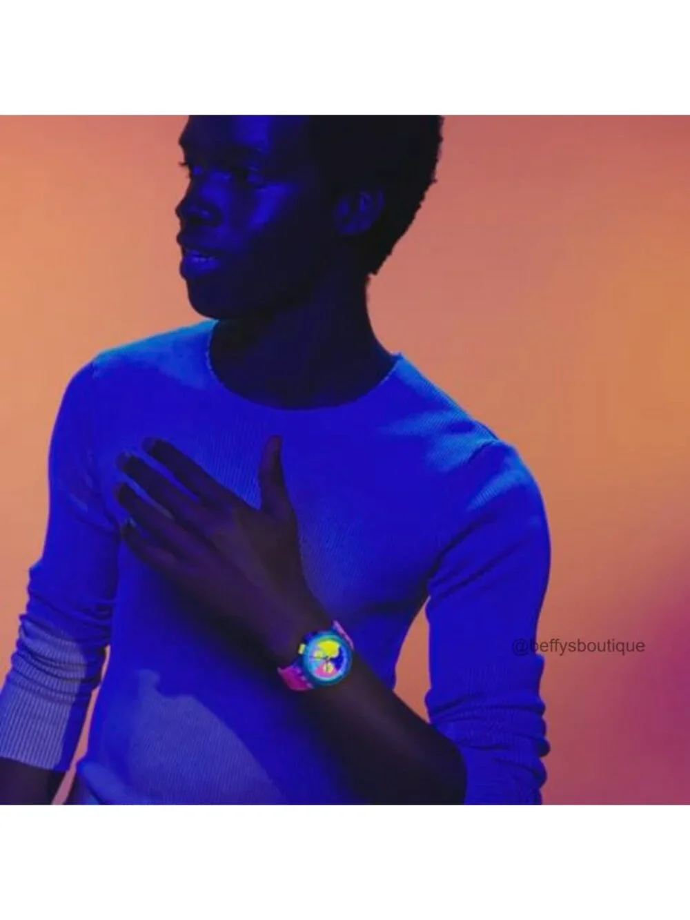 Swatch Chrono 42mm Unisex Watch Silicone Strap Quartz Glow in Dark